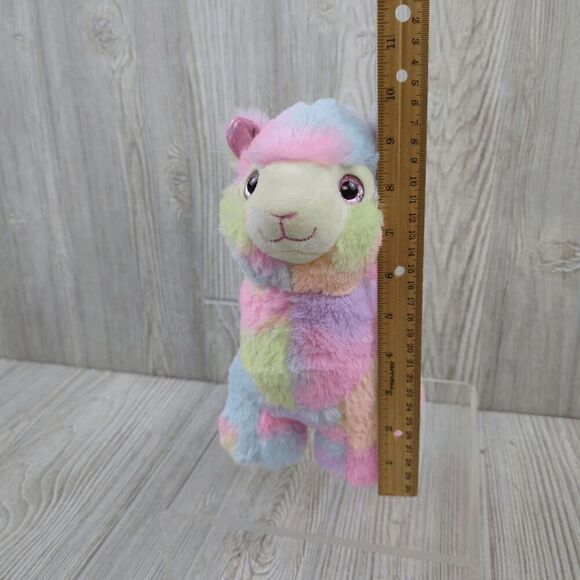 Rainbow Llama Alpaca Plush Mama Patch Sparkly Pink 10" - Picture 7 of 7